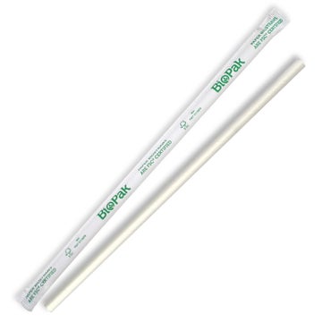 6mm individually wrapped straight straw - white (2500)